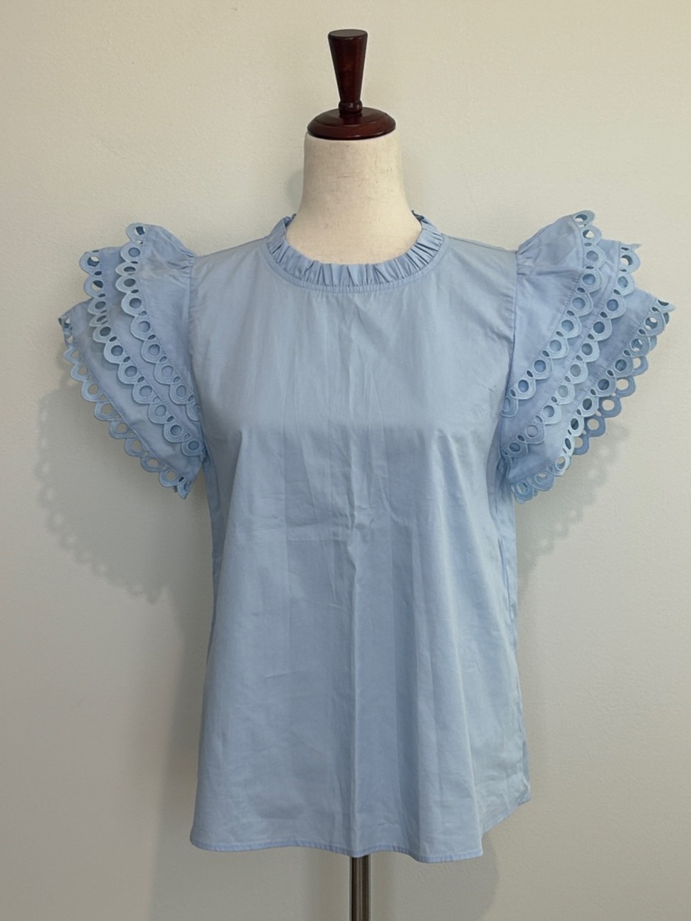 Jodifil Blue Flutter Sleeve Top Size Small EUC